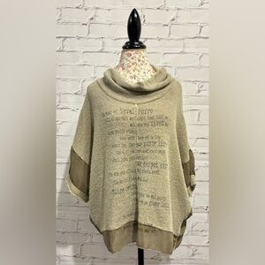 Tricotto Cowl Neck Knit Chiffon Trim Pullover Sweater Top Size Large